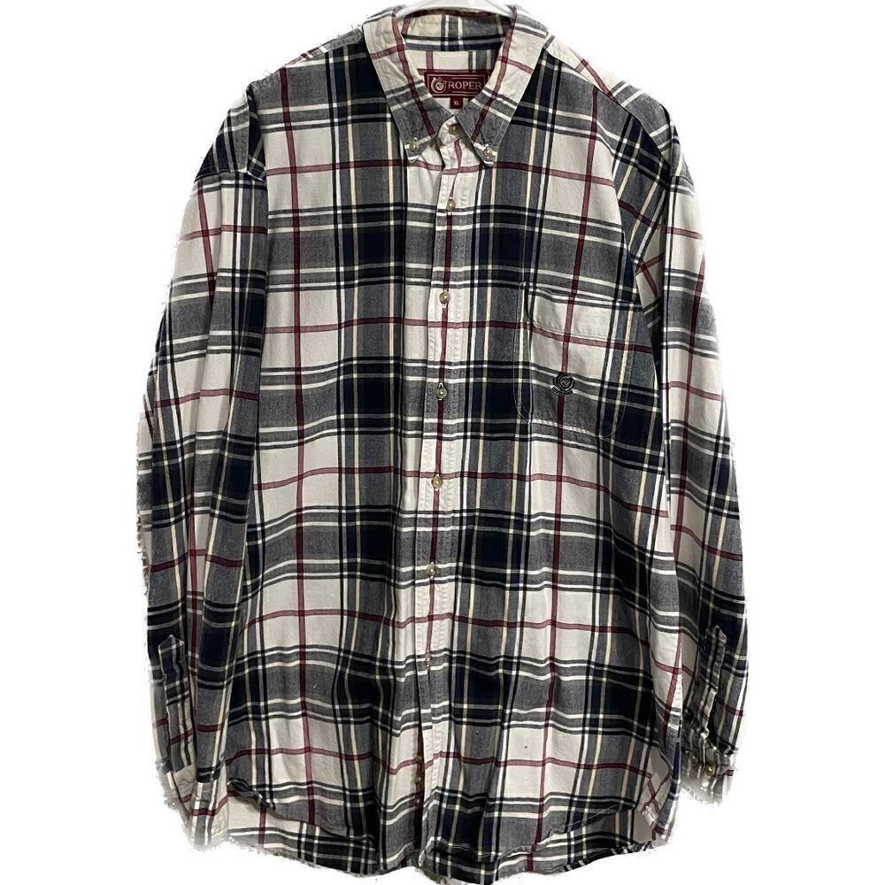 Roper Mens Western Shirt Extra Large (XL) Plaid Long Sleeve